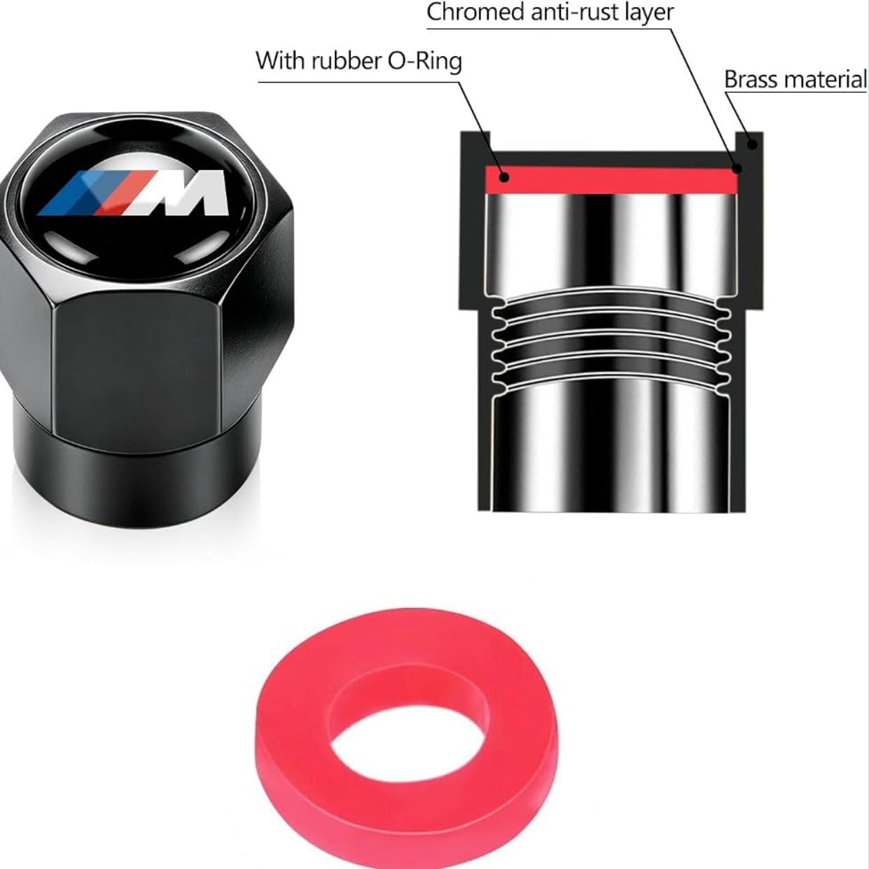 BMW M Tire Valve Stem Caps (4pc)