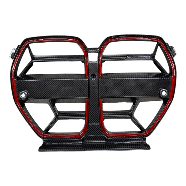 BMW G80 M3 / G82 G83 M4 Dry Carbon Fiber CSL Grille Red Border