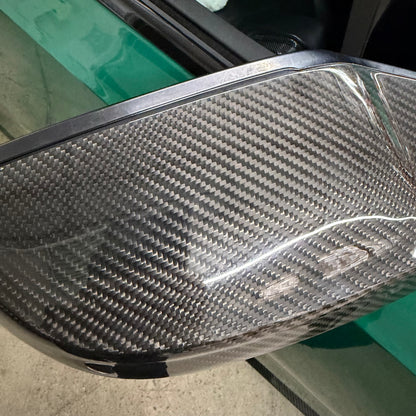 BMW G8X/LCI G2X Dry Carbon Fiber Mirror Cap Replacements (G87 M2 / G80 M3 / G82 G83 M4 / 2022+ G42 M240i / 2023+ G20 M340i / 2025+ G22 G26 M440i)