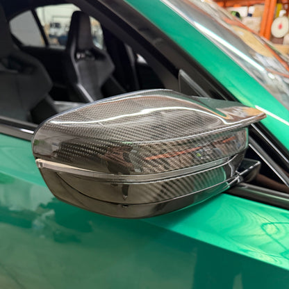 BMW G8X/LCI G2X Dry Carbon Fiber Mirror Cap Replacements (G87 M2 / G80 M3 / G82 G83 M4 / 2022+ G42 M240i / 2023+ G20 M340i / 2025+ G22 G26 M440i)