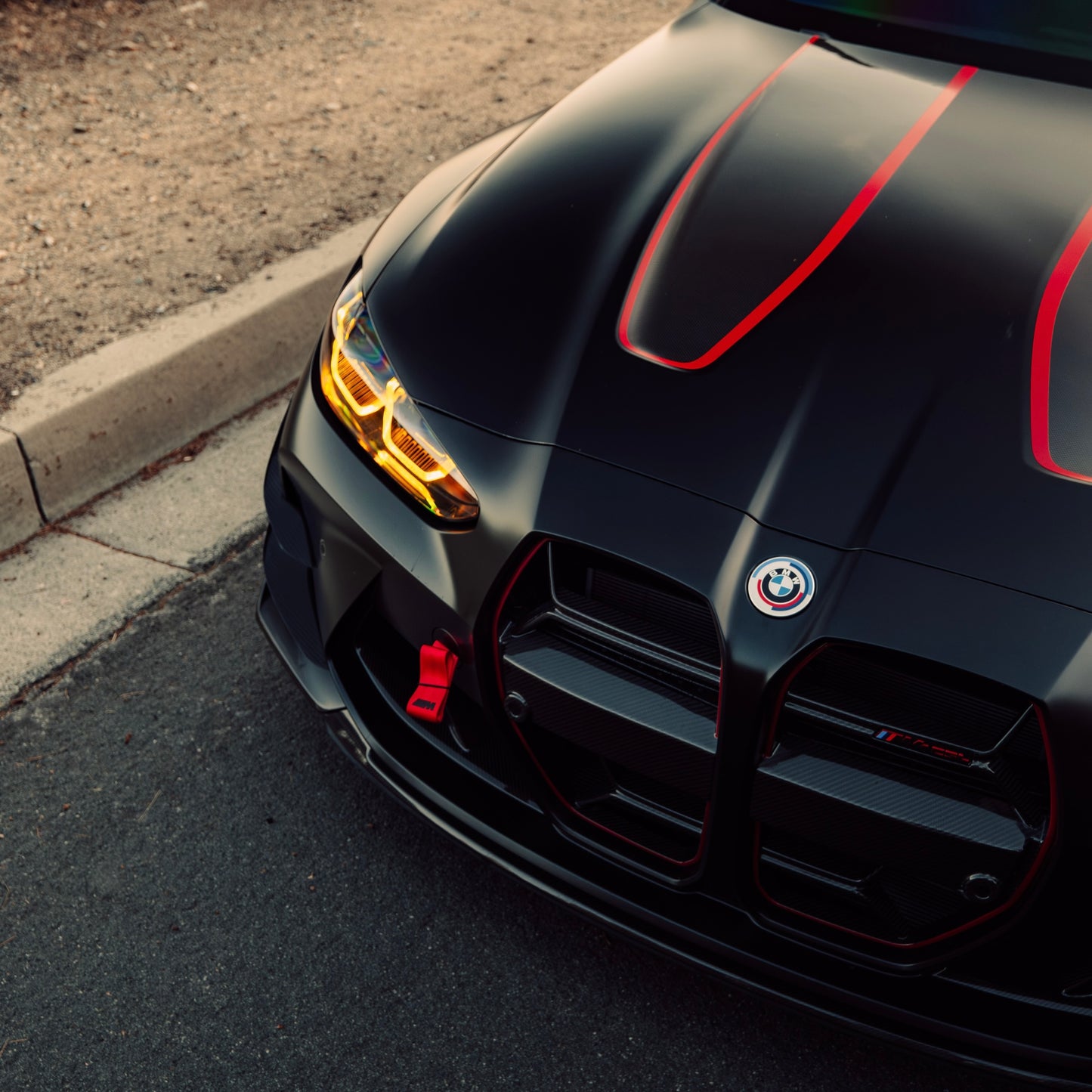 BMW G80 M3 / G82 G83 M4 Dry Carbon Fiber CSL Grille Red Border