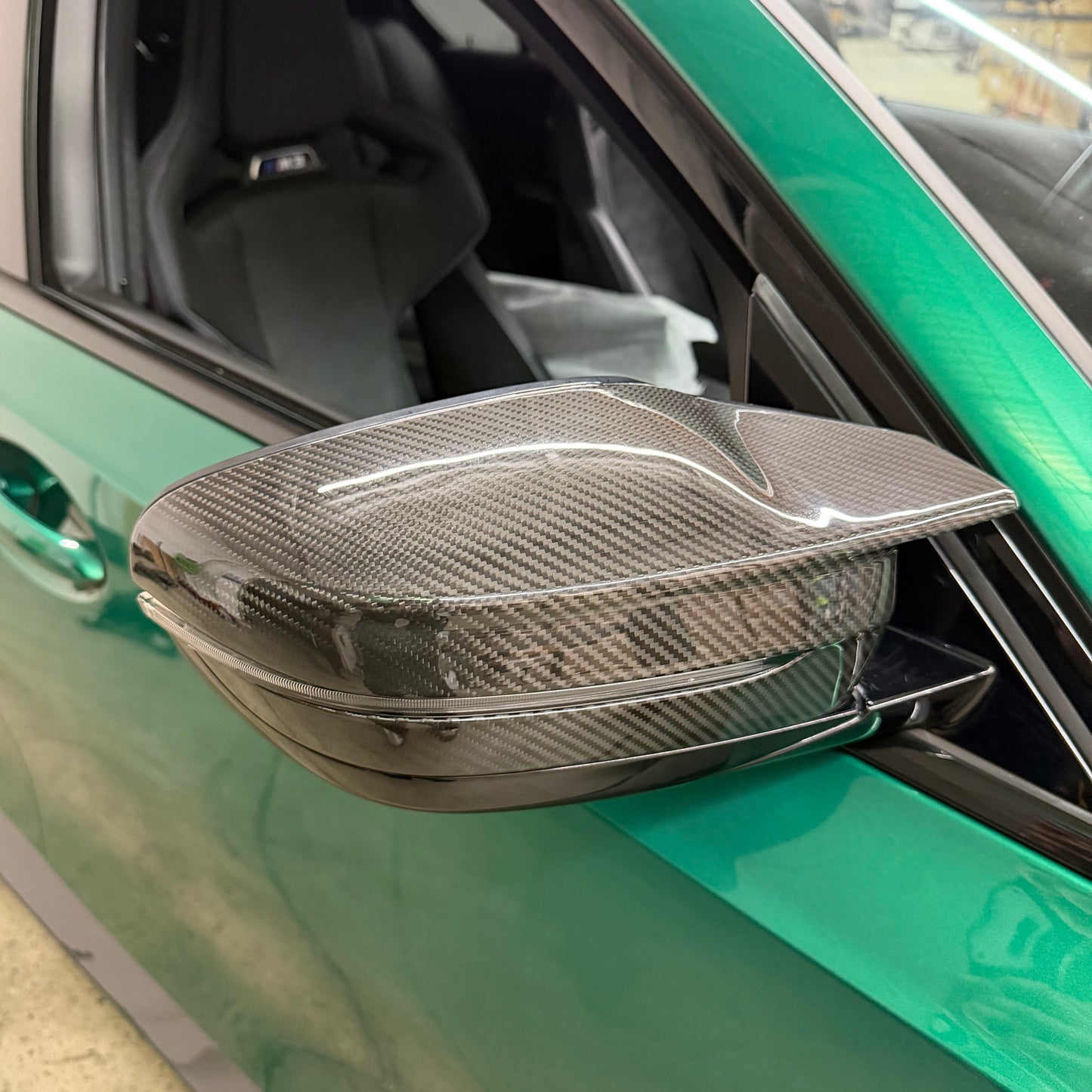 BMW G8X/LCI G2X Dry Carbon Fiber Mirror Cap Replacements (G87 M2 / G80 M3 / G82 G83 M4 / 2022+ G42 M240i / 2023+ G20 M340i / 2025+ G22 G26 M440i)