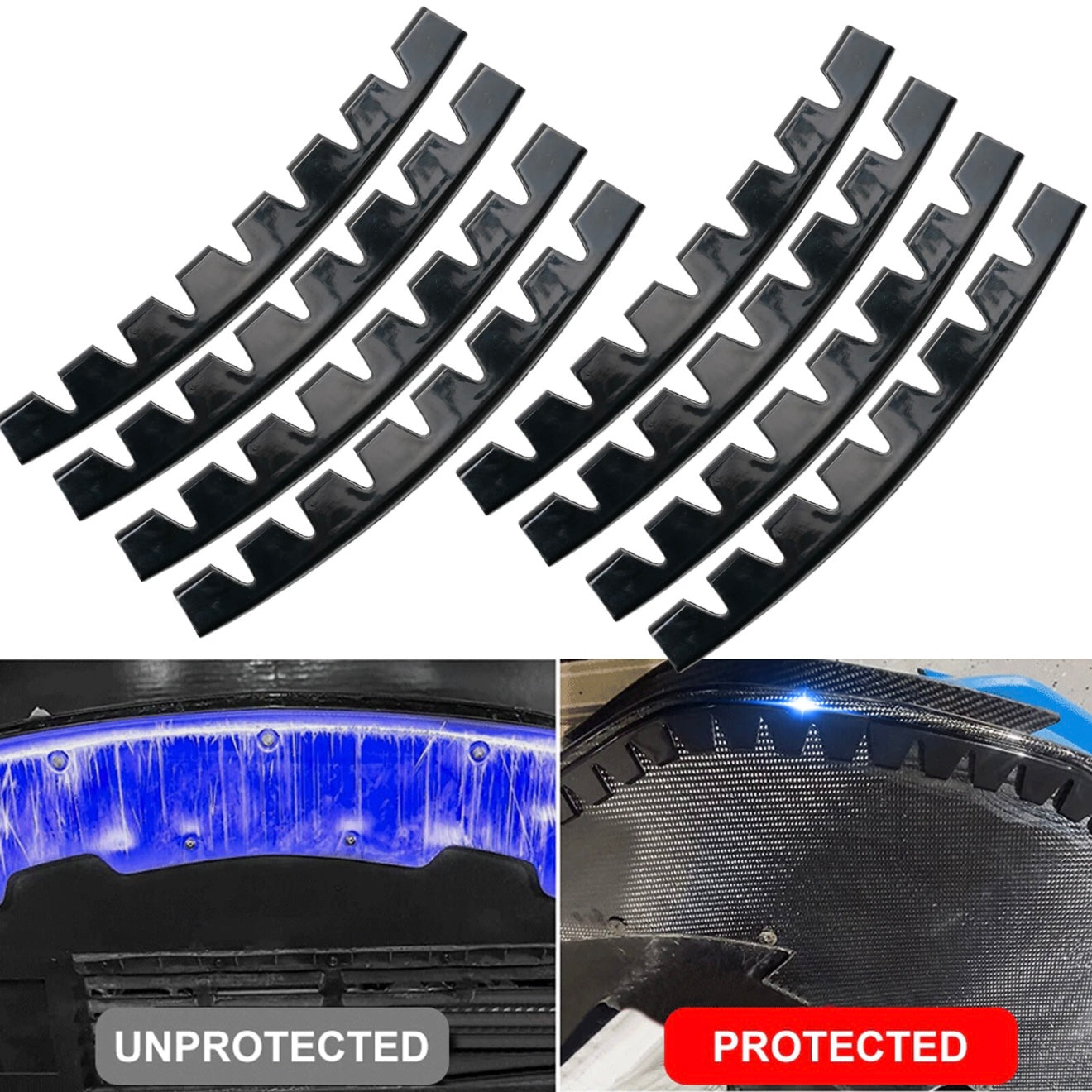 Universal Front Bumper Lip Protector Scrape Guard (8pc)