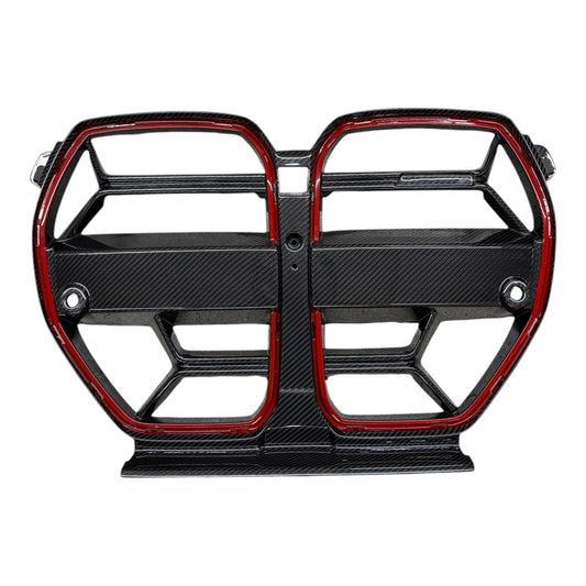 BMW G80 M3 / G82 G83 M4 Dry Carbon Fiber CSL Grille Red Border