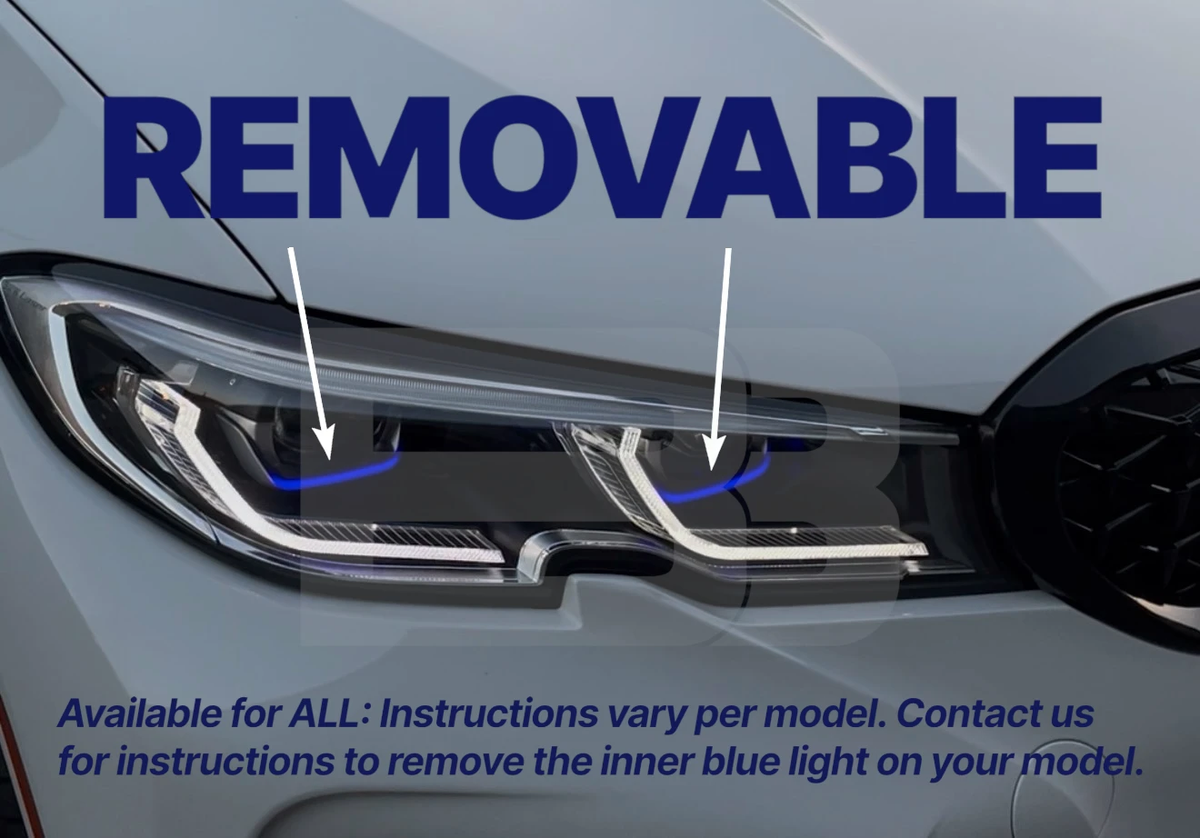 The inner blue accent light is removable on all headlight models. Instructions vary per model - contact us for instructions for your model.